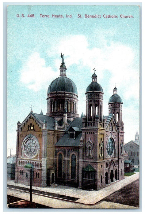 c1910 St. Benedict Catholic Church Chapel Exterior Terre Haute Indiana Postcard