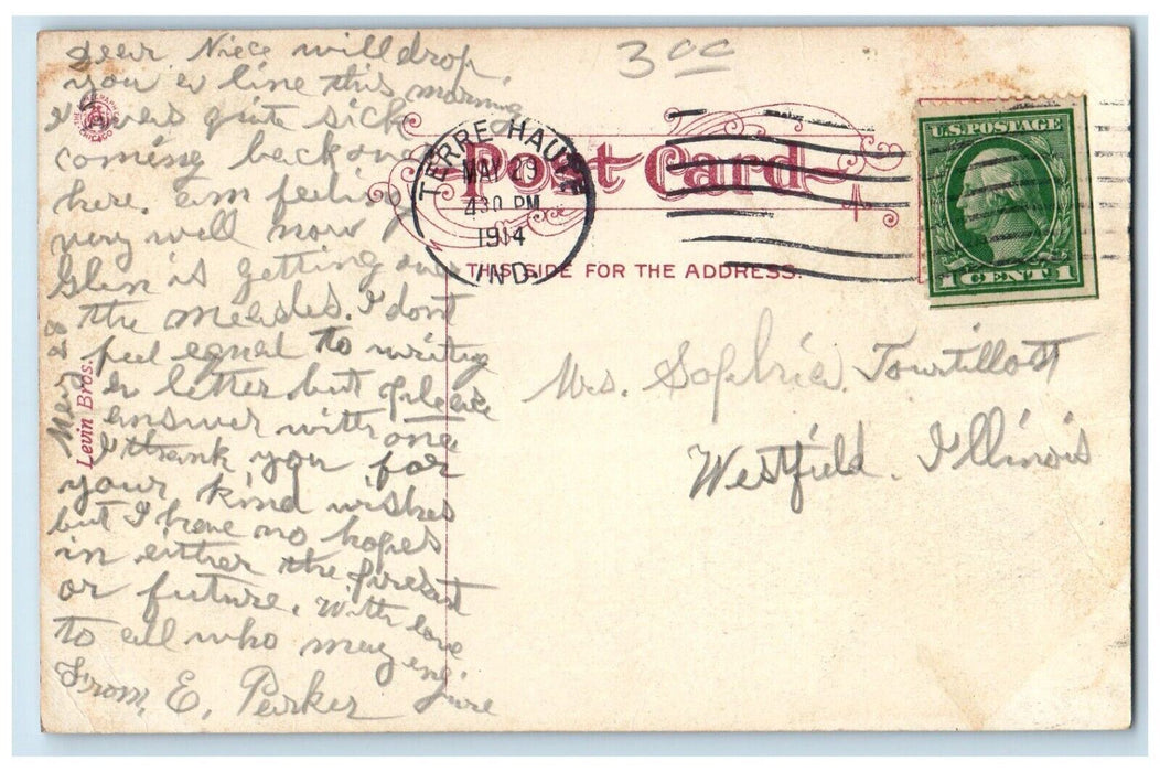 1914 Wabash Ave. Night Moonlight Moon Exterior Terre Haute Indiana IN Postcard
