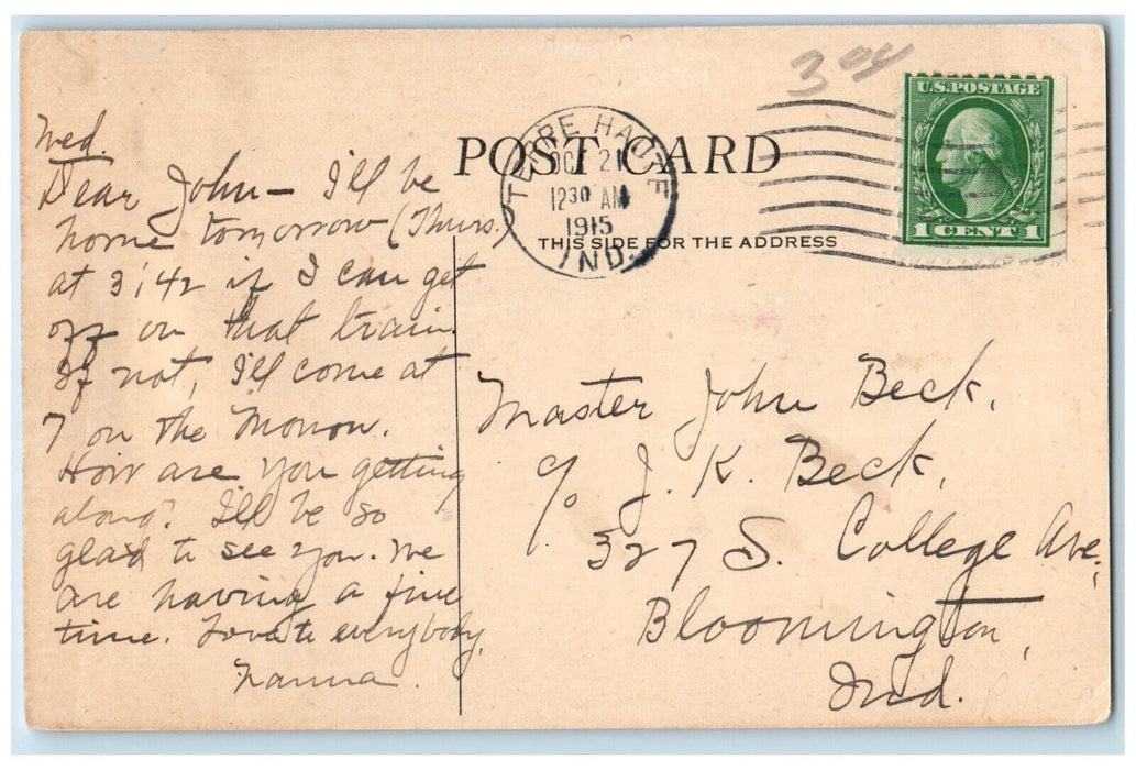 1915 Ball Room Hotel Deming Interior Building Chair Terre Haute Indiana Postcard