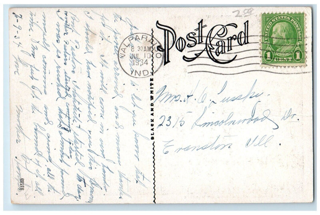 1934 Lembke Hall Exterior Building Street Valparaiso University Indiana Postcard
