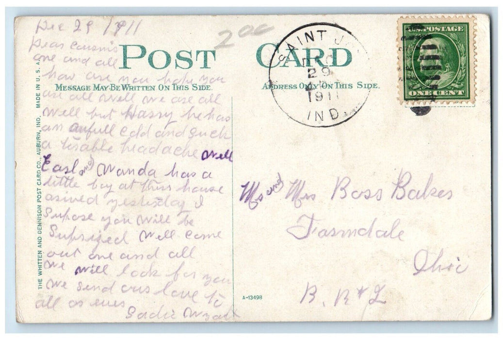 1911 Soldiers Monument Canon Auburn Indiana IN Vintage Antique Posted Postcard