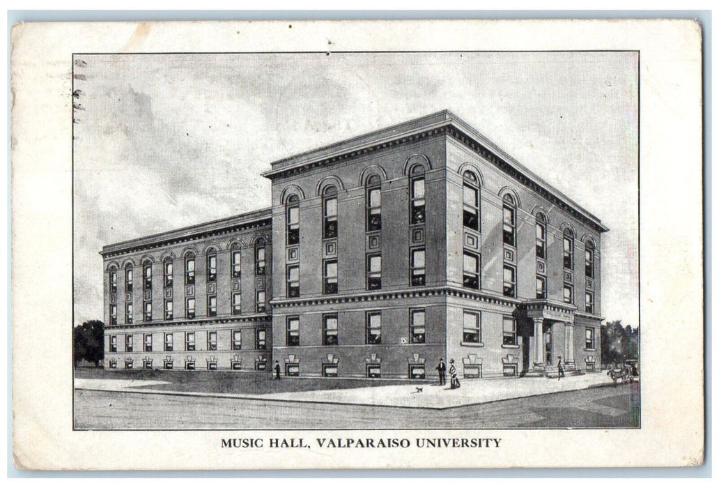 1907 Music Hall Valparaiso University Exterior Road Valparaiso Indiana Postcard