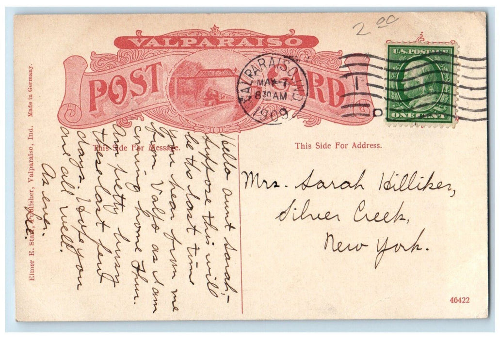 1909 College Avenue Exterior Building Street Road Valparaiso Indiana IN Postcard
