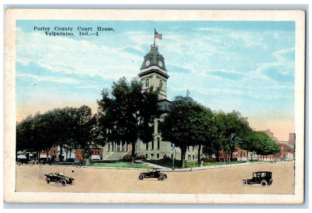 c1920 Porter County Court House Exterior Building Valparaiso Indiana IN Postcard