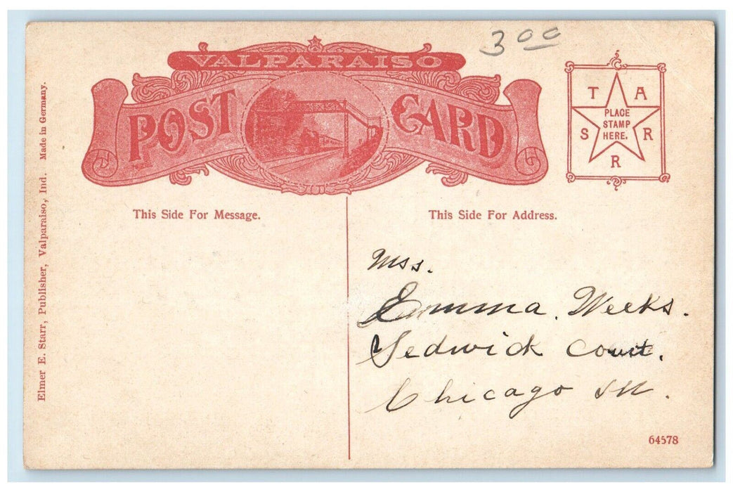 c1910 College Place Showing University Buildings Valparaiso Indiana IN Postcard