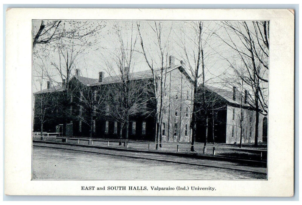 c1910 East South Halls University Exterior Building Valparaiso Indiana Postcard