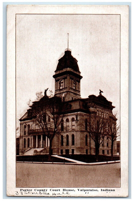 1910 Porter County Court House Exterior Building Valparaiso Indiana IN Postcard