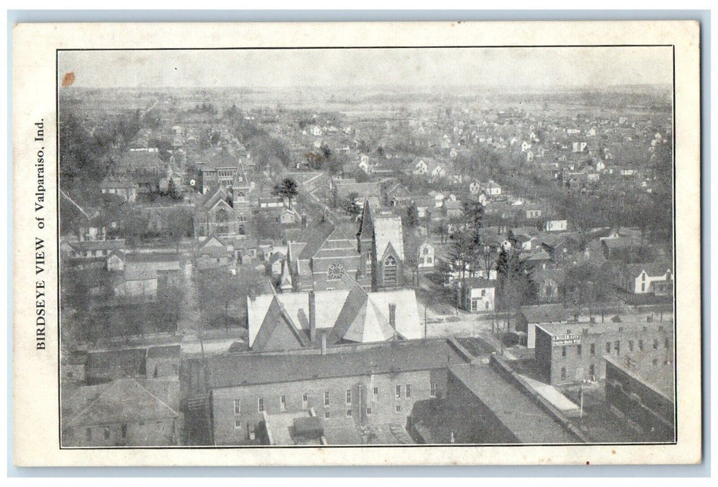 c1910 Birdseye View City Town Exterior Buildings Valparaiso Indiana IN Postcard