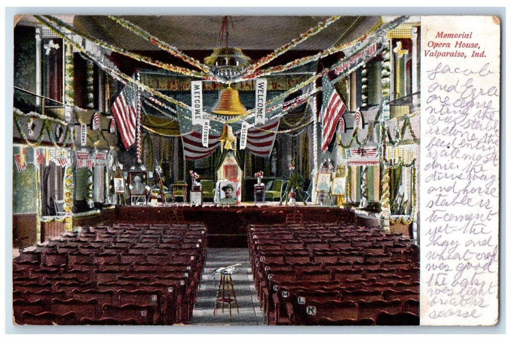 c1910 Memorial Opera House Interior Altar Chairs Valparaiso Indiana IN Postcard