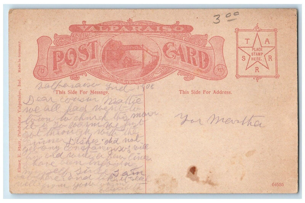 c1910 Memorial Opera House Interior Altar Chairs Valparaiso Indiana IN Postcard