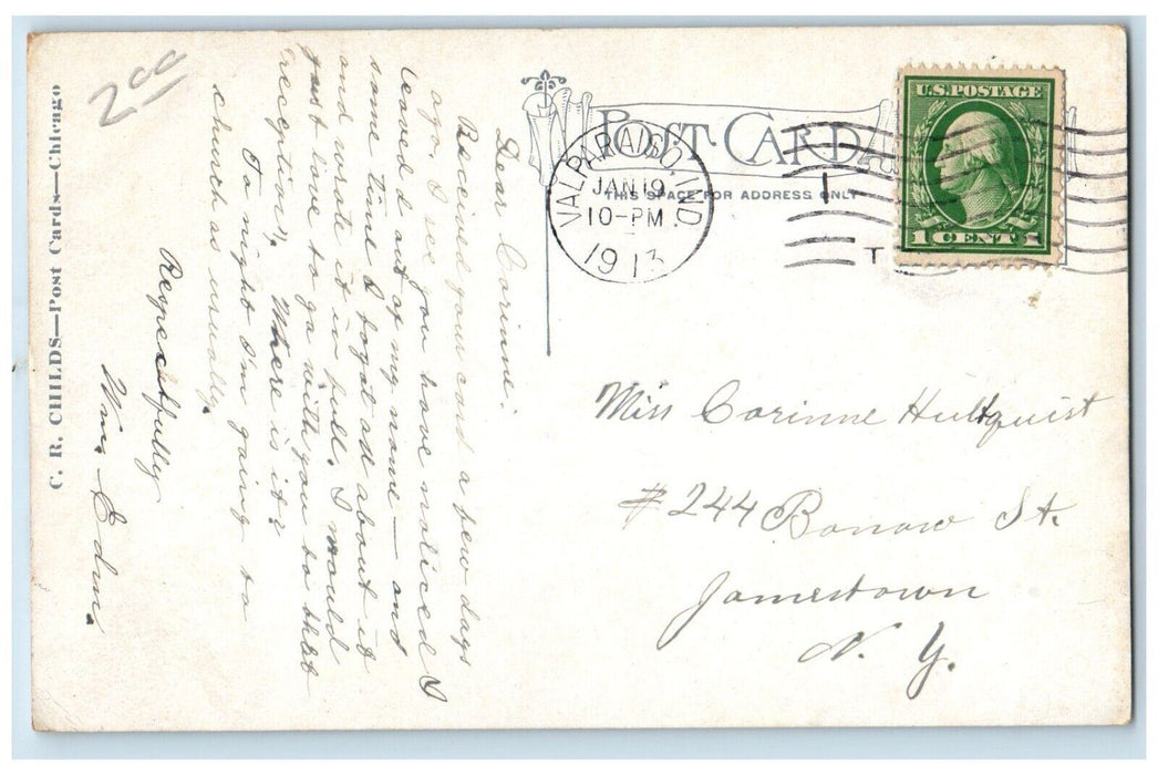 1913 Music Hall Valparaiso University Exterior Road Valparaiso Indiana Postcard