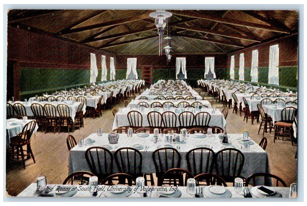 1912 Dining Room South Hall University Interior Valparaiso Indiana IN Postcard