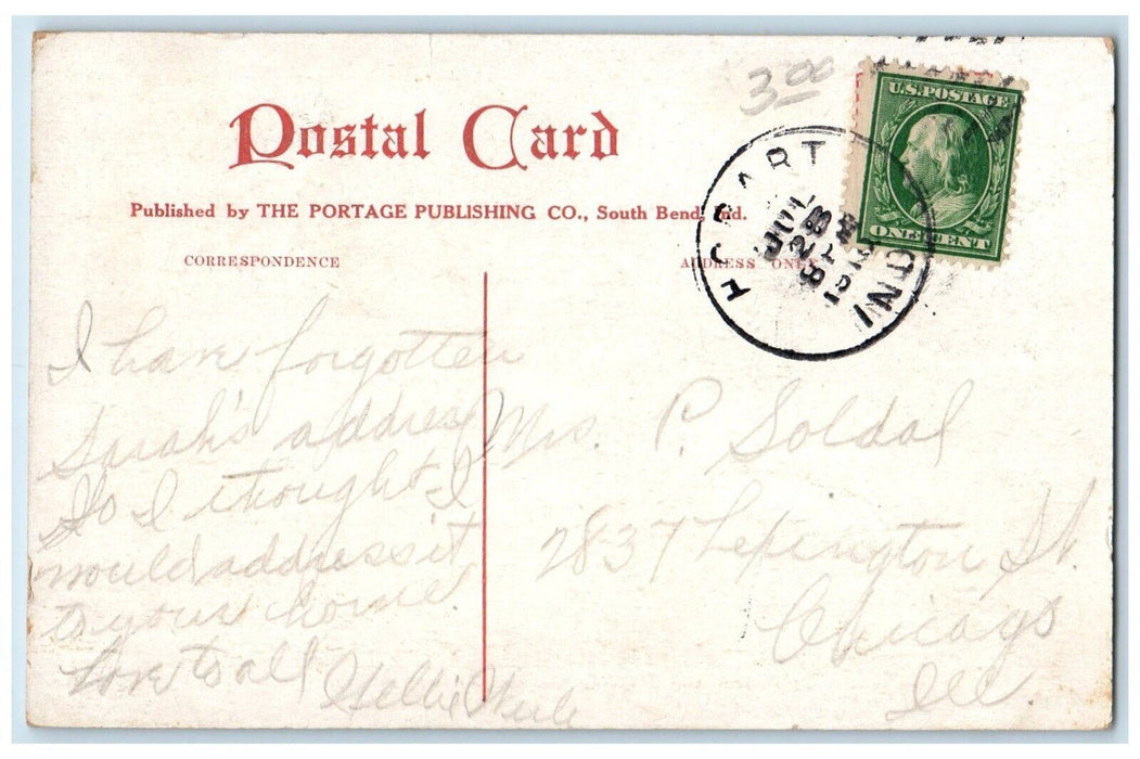 1910 City Hall State Bank Exterior Building Carriage Valparaiso Indiana Postcard