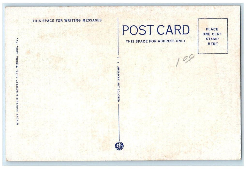c1940 Bethany Lodge Exterior Building Street Road Winona Lake Indiana Postcard