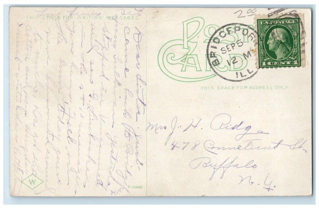 1910 Soldiers Sailors Monument Statue Sculpture Park Vincennes Indiana Postcard