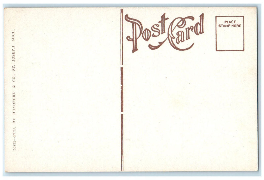 Hotel Whitcomb & Lake View Ship Street Car-lined St. Joseph Michigan MI Postcard