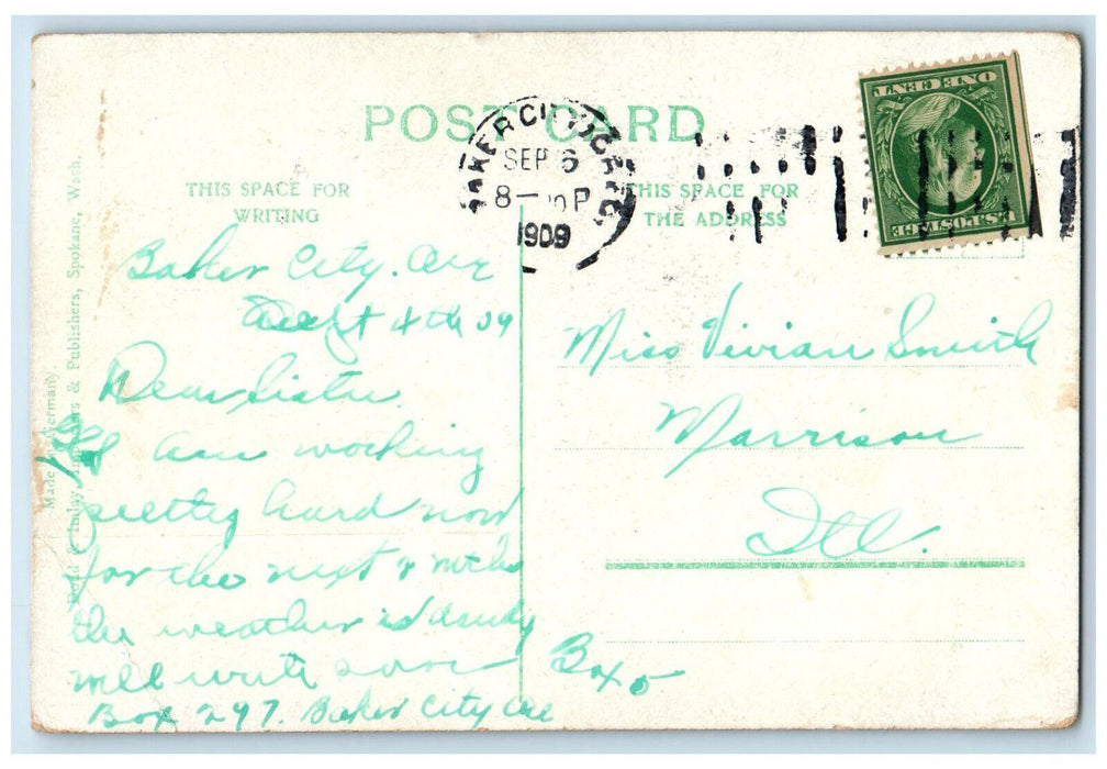 1909 Howard Street Looking North Spokane Washington WA Antique Posted Postcard
