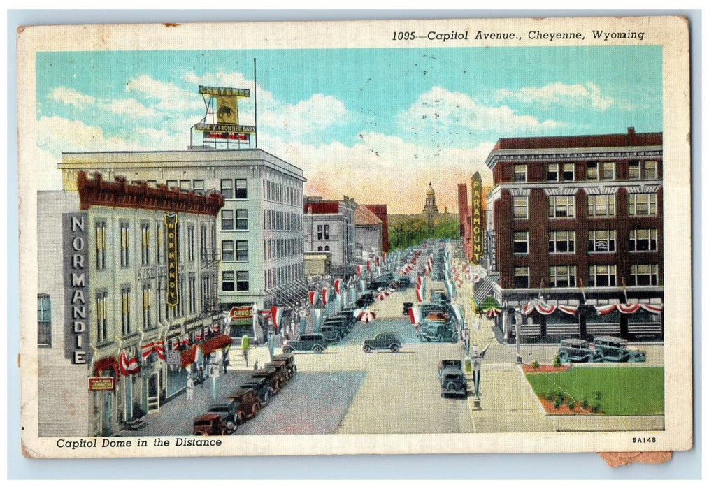 1940 Capitol Avenue Capitol Dome In The Distance Cheyenne Wyoming WY Postcard