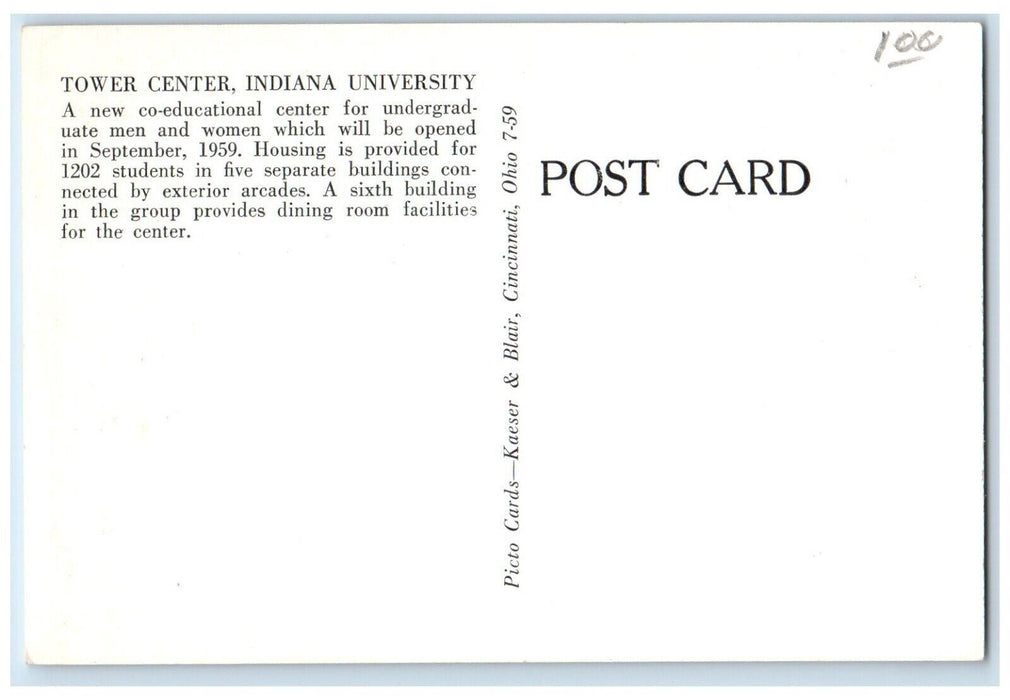 c1940 Aerial View Tower Center Indiana University Indiana IN Vintage Postcard