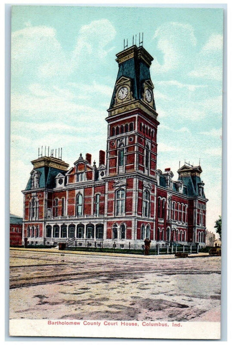 1910 Bartholomew County Court House Columbus Indiana IN Vintage Antique Postcard