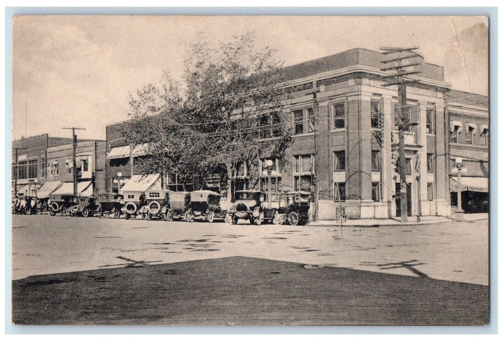 Main Street Scene Car-lined Buildings Galesburg Illinois IL Antique Postcard