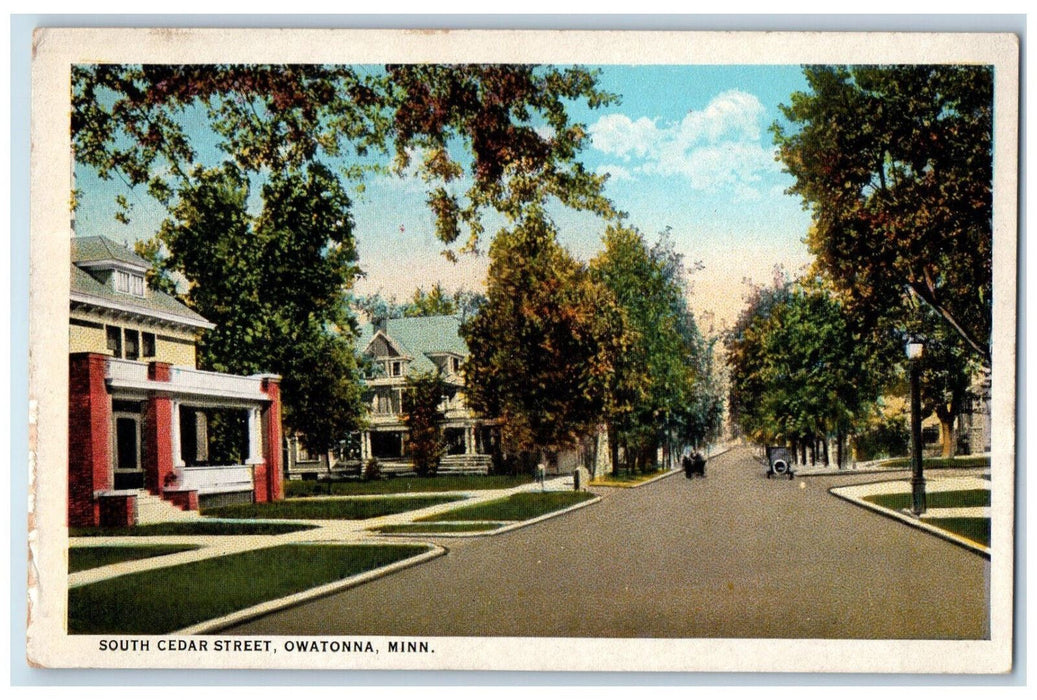 View Of South Cedar Street Tree-lined Owatonna Minnesota MN Vintage Postcard