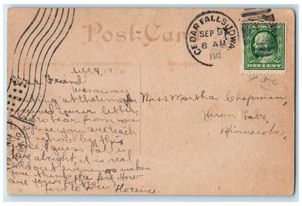 1910 Iowa State Teachers College Building Cedar Falls IA Antique Postcard