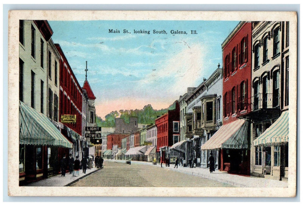 1936 Main Street Looking South Galena Illinois IL, Atlantic IA Vintage Postcard