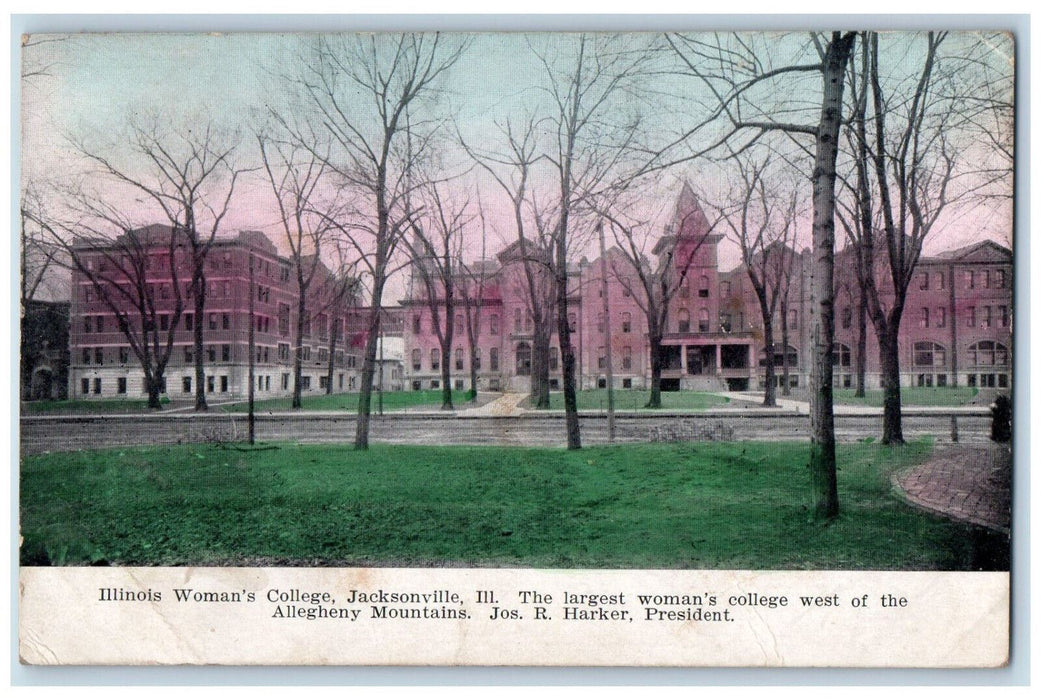 1908 Illinois Woman's College Panoramic View Jacksonville IL Antique Postcard