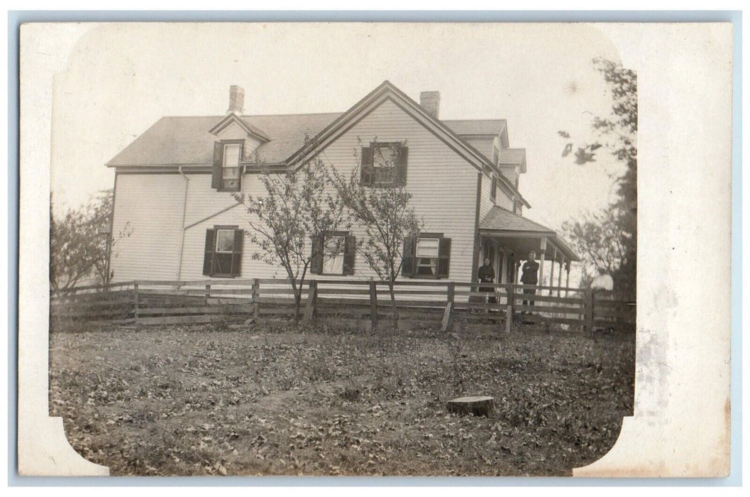 1909 Residence Home View Man Woman Morristown New York NY RPPC Photo Postcard