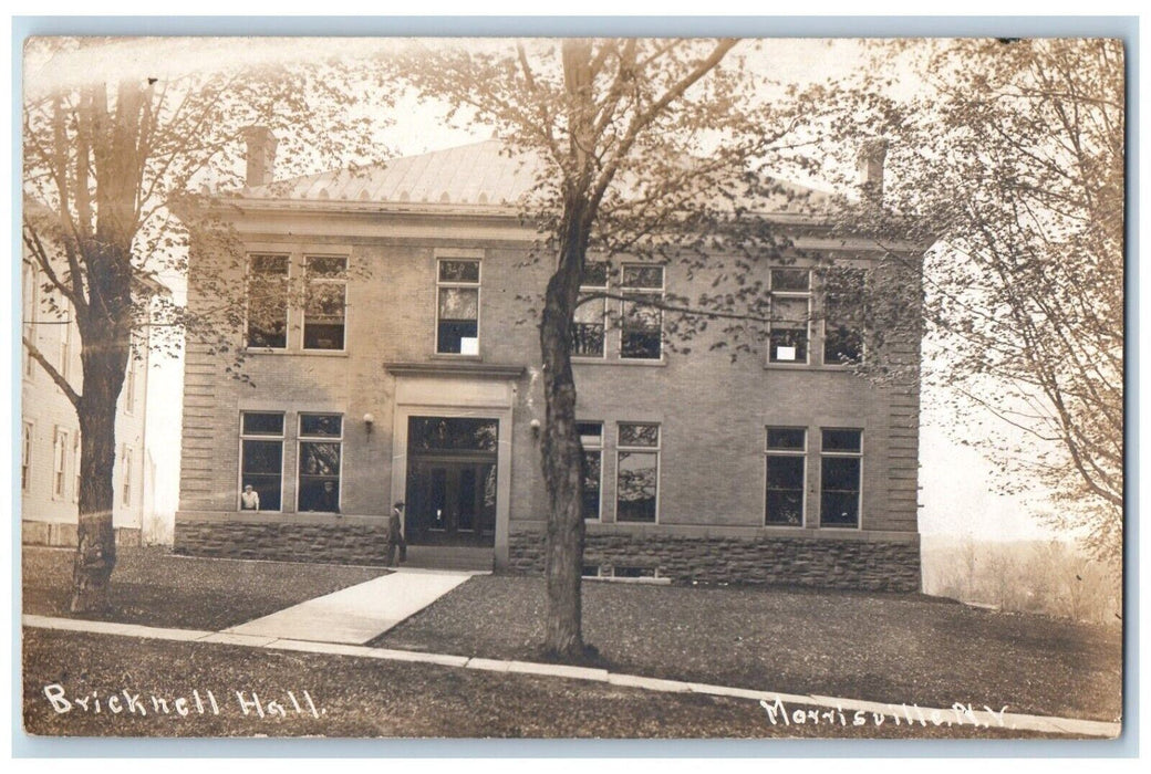 c1909 University Bicknell Hall View Morrisville New York NY RPPC Photo Postcard