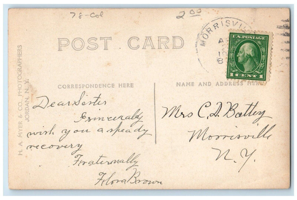 c1909 University Bicknell Hall View Morrisville New York NY RPPC Photo Postcard