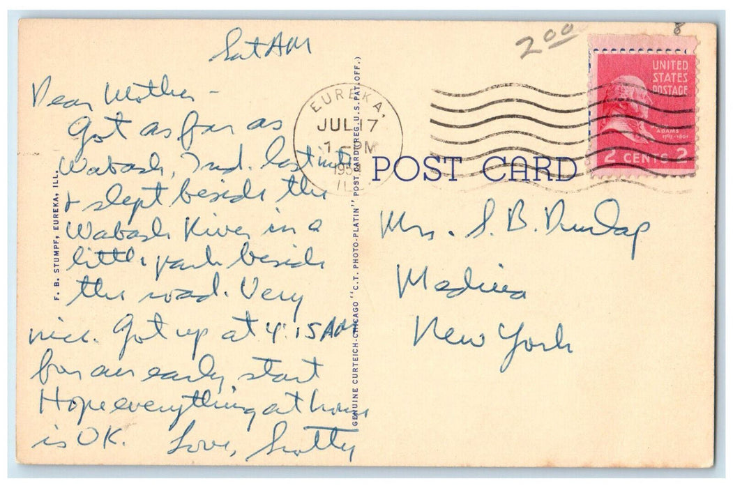 1954 Lida's Wood Eureka College Building Eureka Illinois IL Vintage Postcard