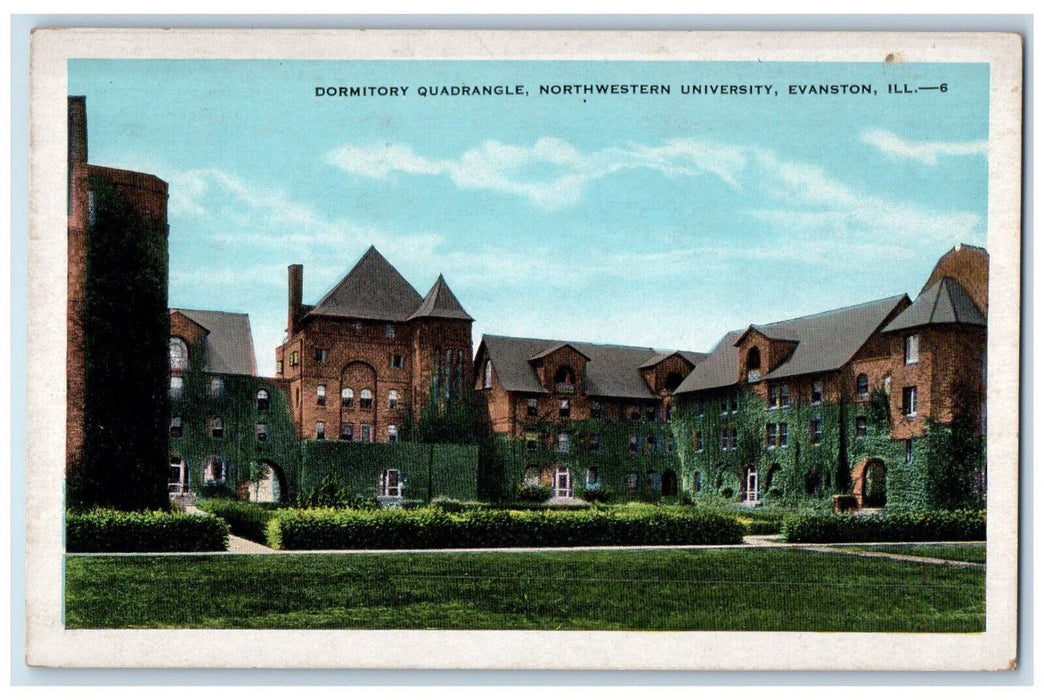 Dormitory Quadrangle Northwestern University Evanston Illinois IL Postcard