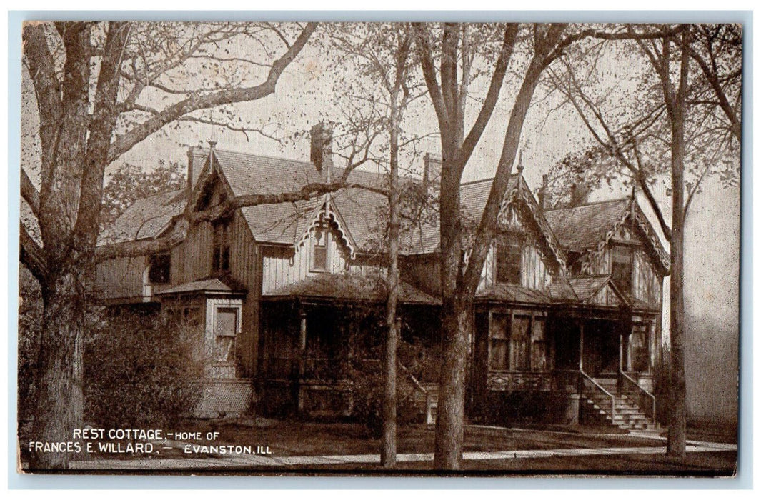 View Of Rest Cottage Home Of Frances E. Willard Evanston Illinois IL Postcard