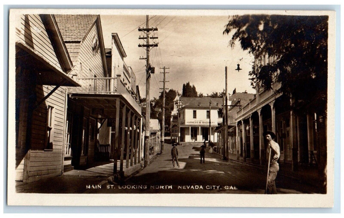 c1905 Main Street View Looking North Nevada City CA RPPC Photo Postcard
