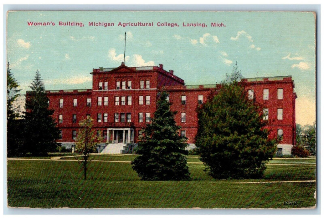 c1910 Woman's Building Michigan Agricultural College Lansing Michigan Postcard