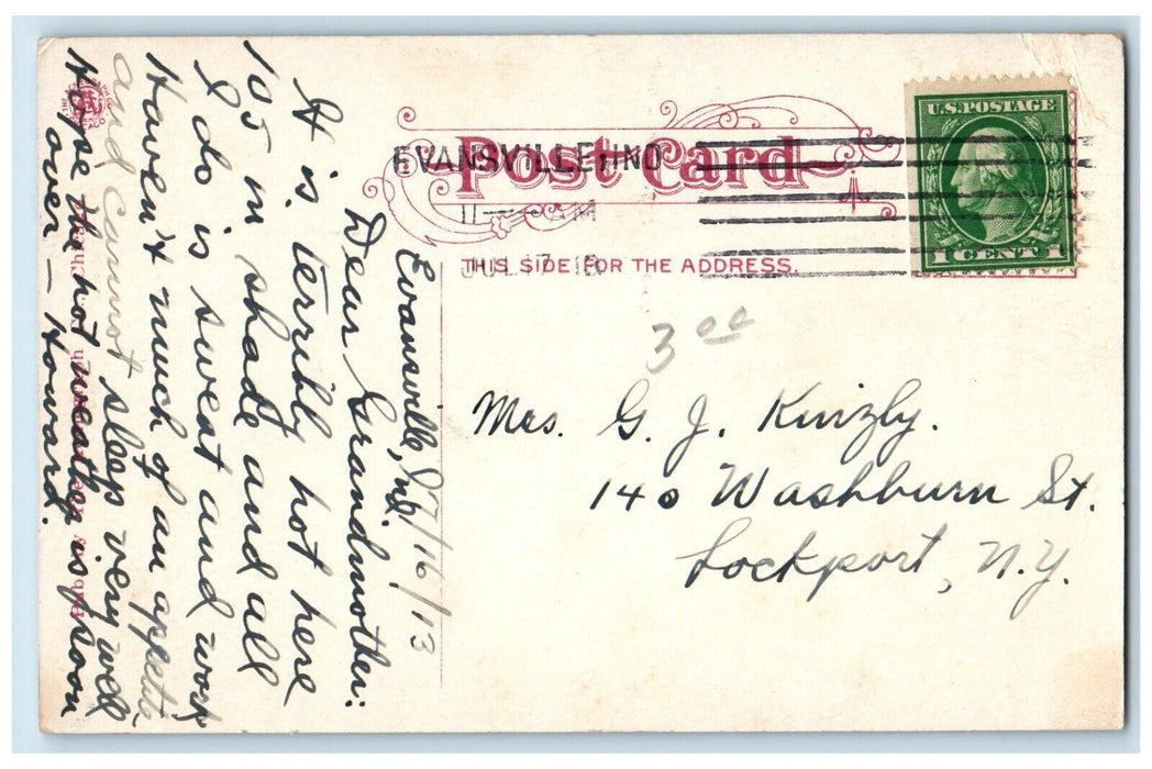 c1910 Main St E 4th St Night Moon Evansville Indiana Vintage Antique Postcard