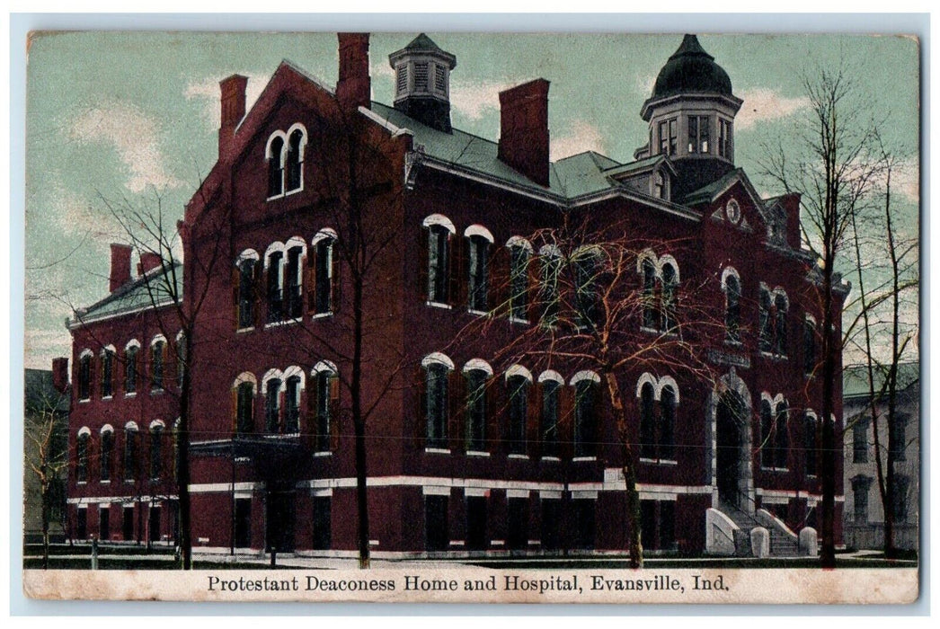c1910 Protestant Deaconess Home Hospital Evansville Indiana IN Vintage Postcard