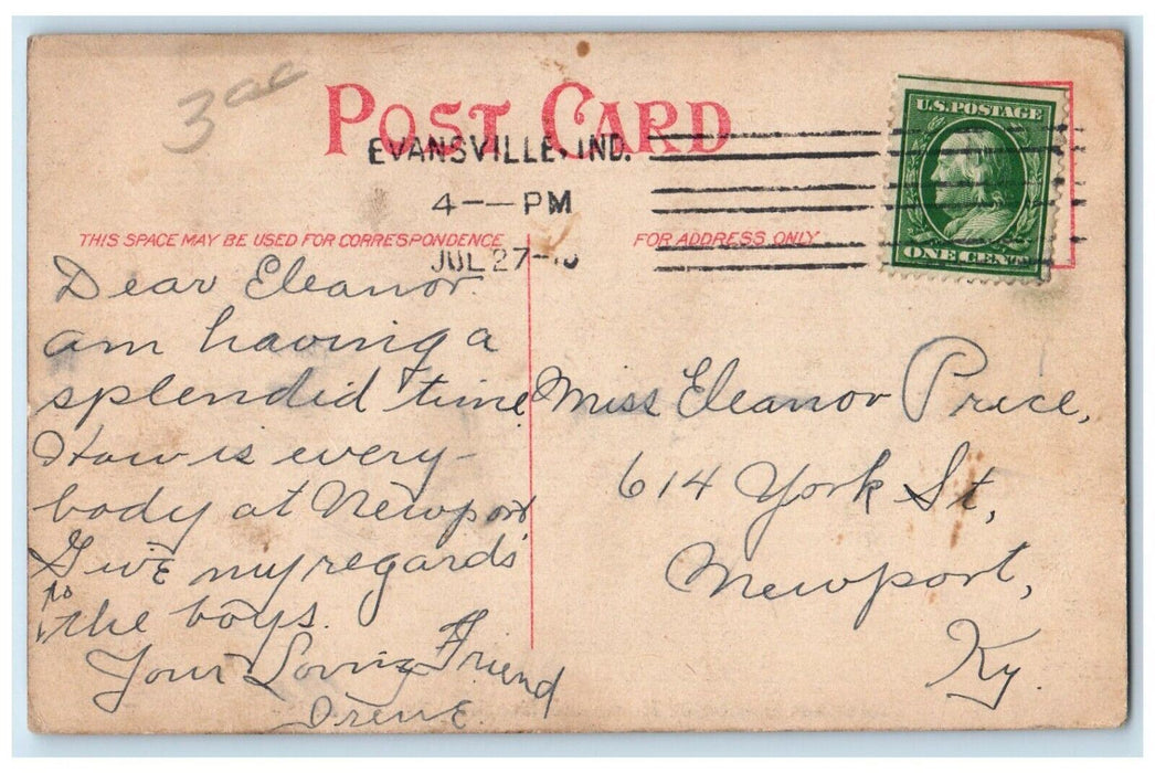 c1910 Protestant Deaconess Home Hospital Evansville Indiana IN Vintage Postcard