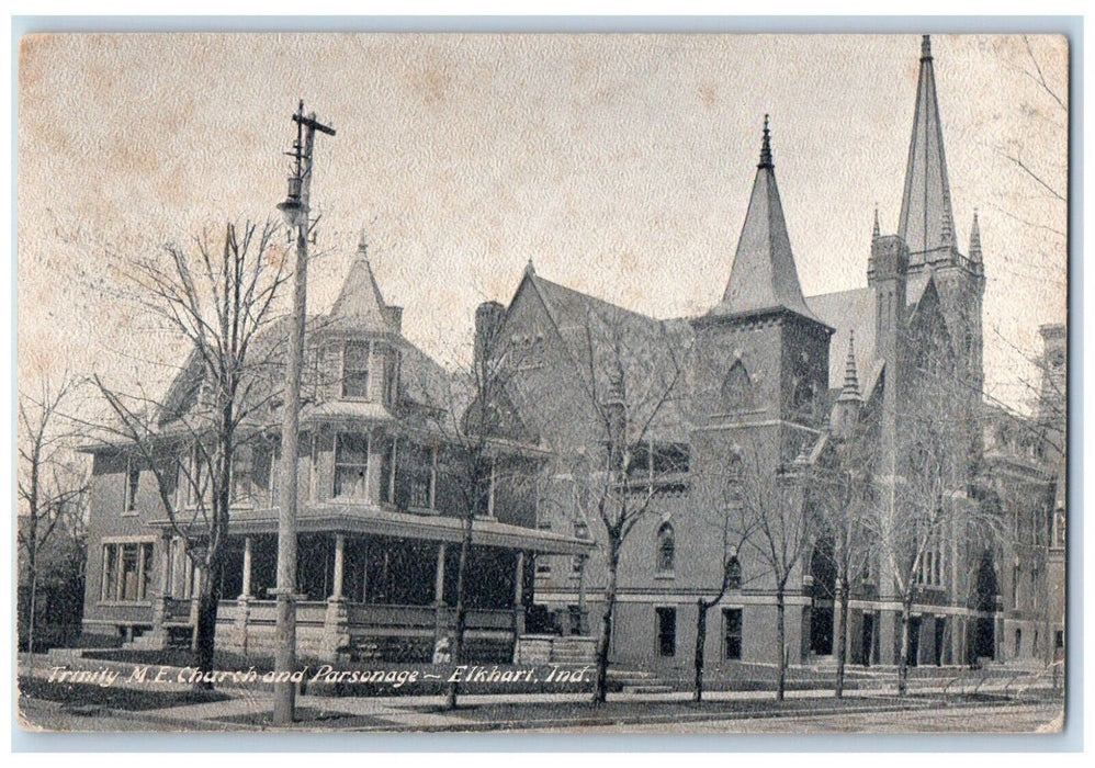 c1910 Trinity Methodist Episcopal Church Parsonage Elkhart Indiana IN Postcard