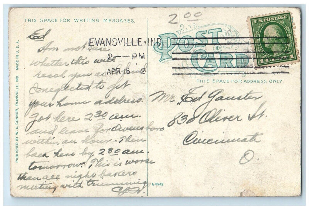 c1910 Pigeon Creek Looking North Maryland Street Evansville Indiana IN Postcard
