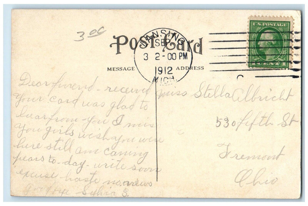 1912 Main Building Industrial School Boys Exterior Lansing Michigan MI Postcard