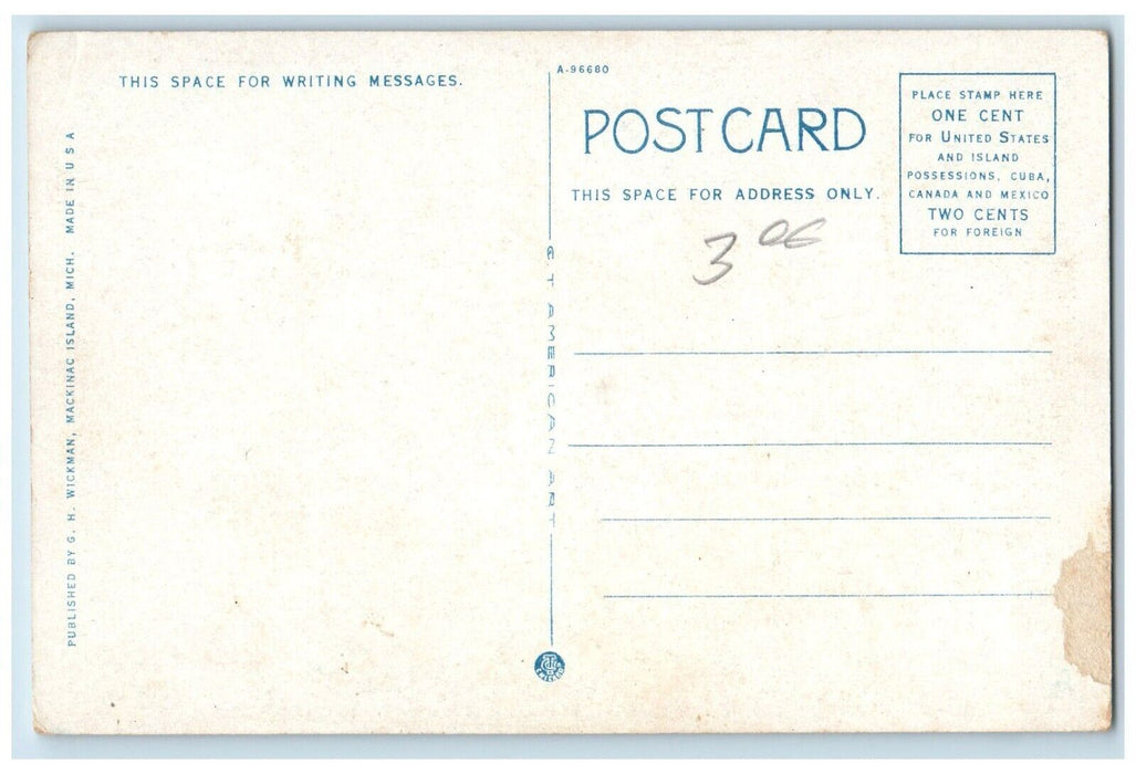 c1920 Str. Algomah Railway Ferry Plying Mackinaw City Mackinac Island Postcard
