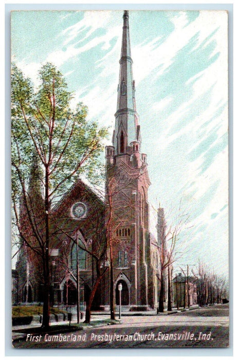 1910 First Cumberland Presbyterian Church Evansville Indiana IN Antique Postcard