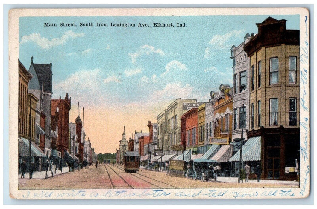 1921 Main Street South Lexington Ave Elkhart Indiana IN Vintage Antique Postcard