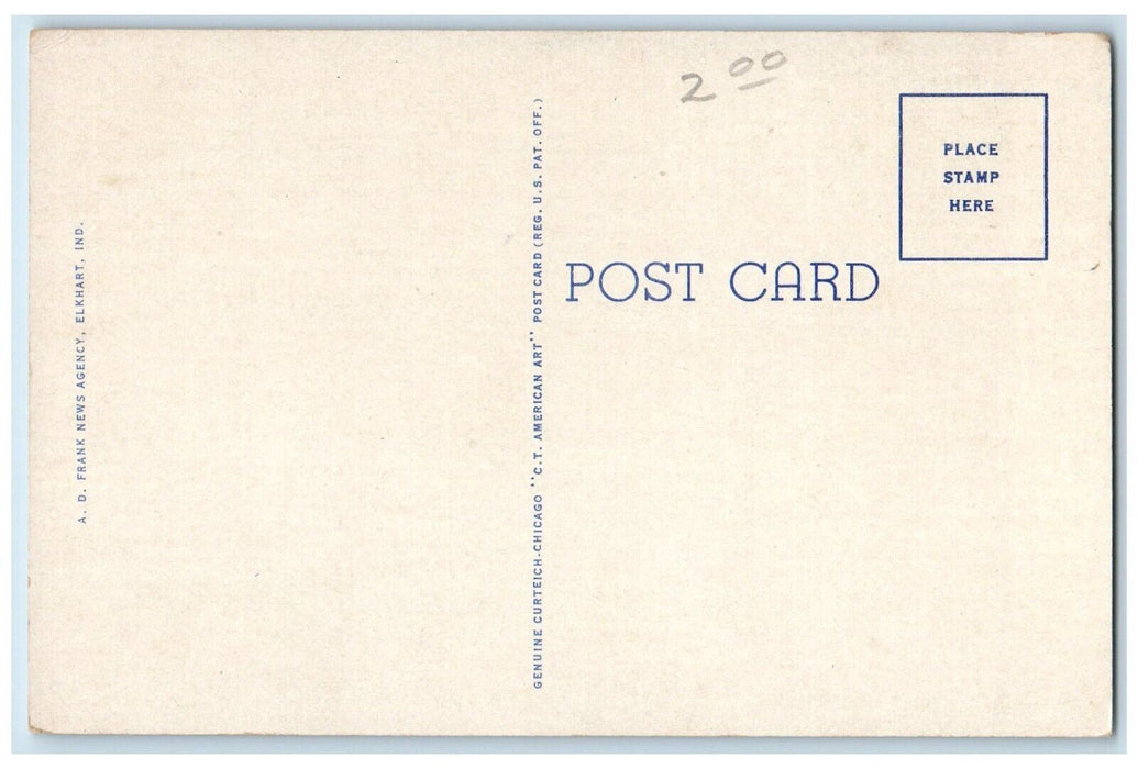 c1940 Roadside View Public Library Building Elkhart Indiana IN Vintage Postcard