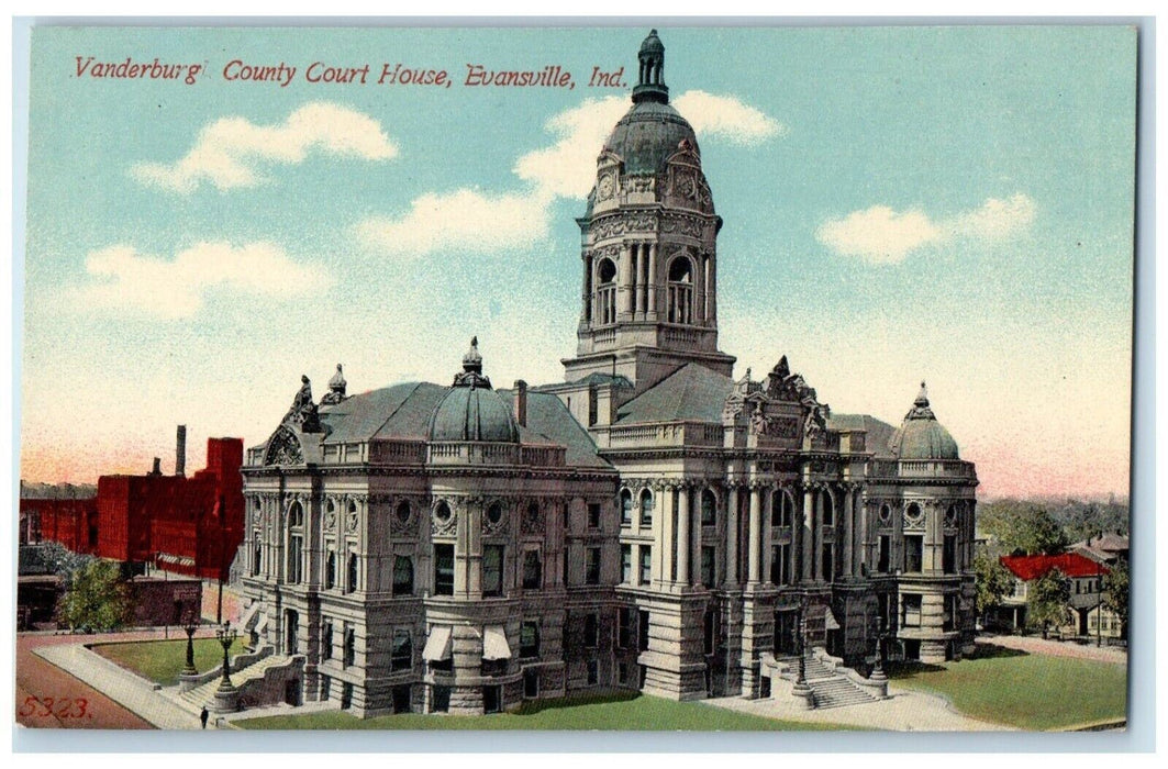 c1910 Vanderburgh County Court House Evansville Indiana Antique Vintage Postcard