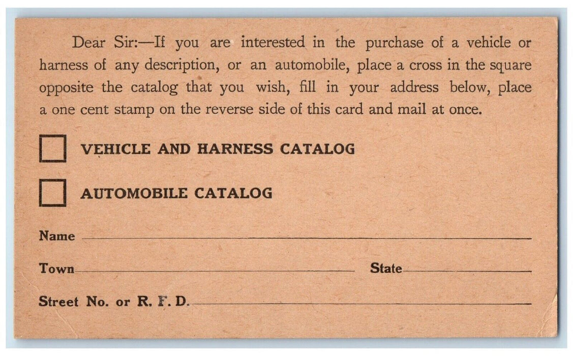 1898 Elkhart Carriage & Harness MFG Company Indiana PMC Vintage Antique Postcard