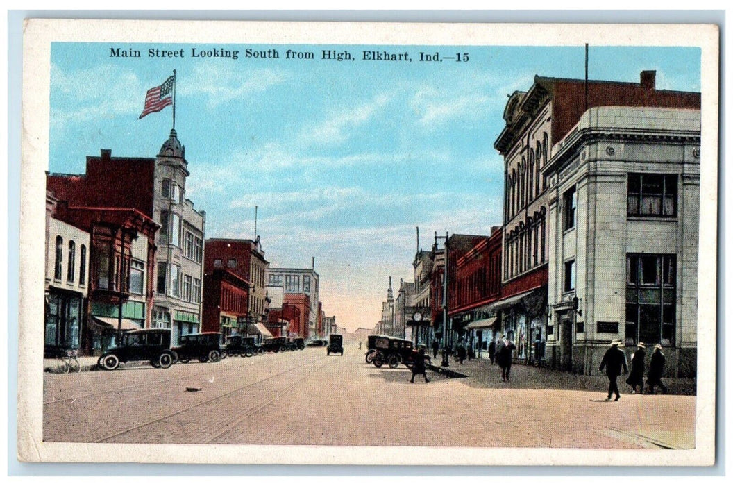 c1910 Main Street Looking South High Elkhart Indiana IN Antique Vintage Postcard